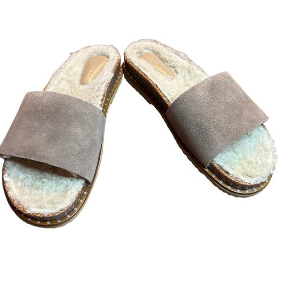 Vince Camuto Kanadial Slide Sandal Tuscan Taupe Suede NEW Size 9.5 - Picture 2 of 11